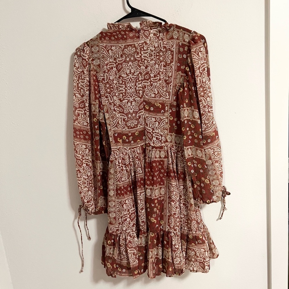 NWT Hello Molly ruffle neck pattern fit and flare mini dress size 4 - Picture 11 of 13